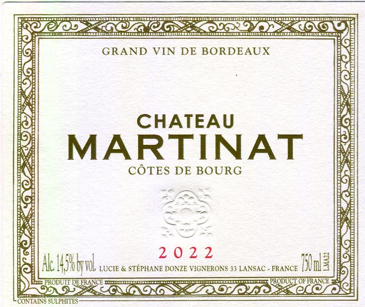 Château Martinat — Grand Vin de Bordeaux, Côtes de Bourg Rouge